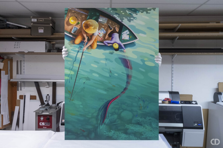 @Aurélien Tirtiaux Encadrement contrecollé Dibond barque rivière